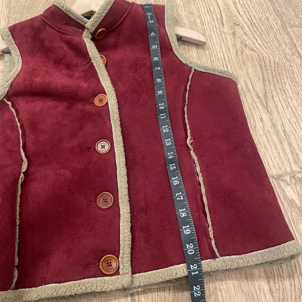 Boden Womens Burgundy Faux Shearling Suede Vest Gilet Wine Red Small Cozy - Picture 6 of 8